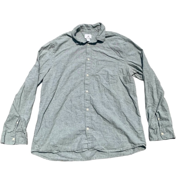 💚 H&M XL Regular Fit Green Button-Up Shirt - Picture 1 of 7